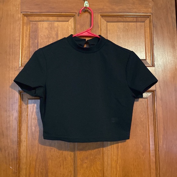 SHEIN Black Keyhole Back Mock Neck Crop Top & Skirt Set - Picture 2 of 10